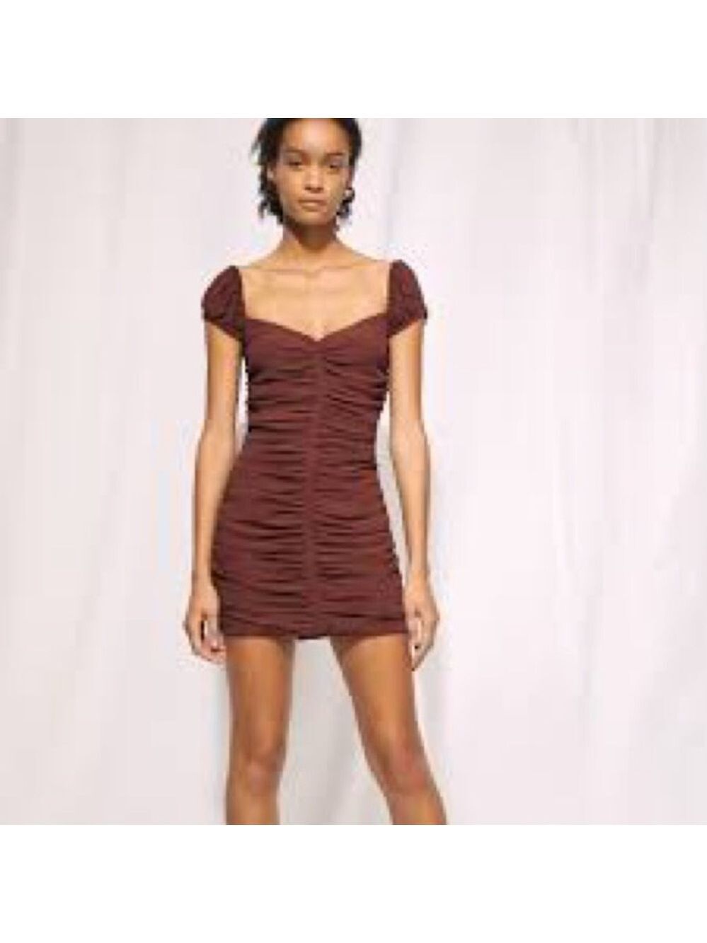 Aritzia Wilfred Veda Ruched Mini Dress 
Rustique Brown
Size 0